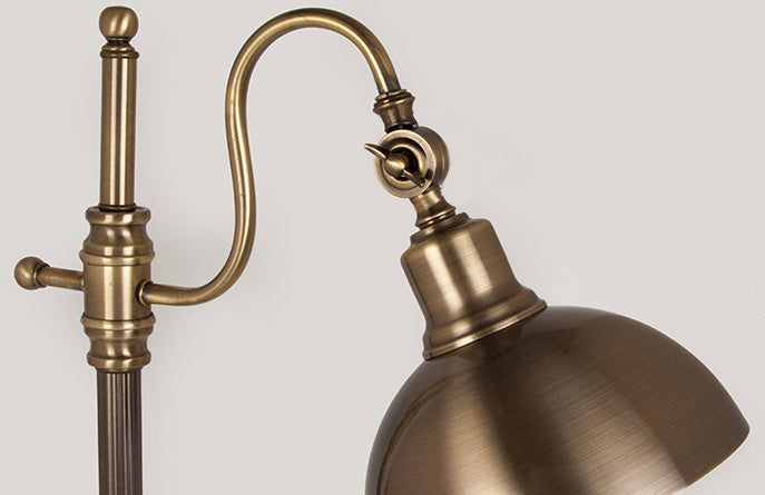 Industrial Retro Gold Iron Long Arm 1-Light LED Table Lamp Lumendat