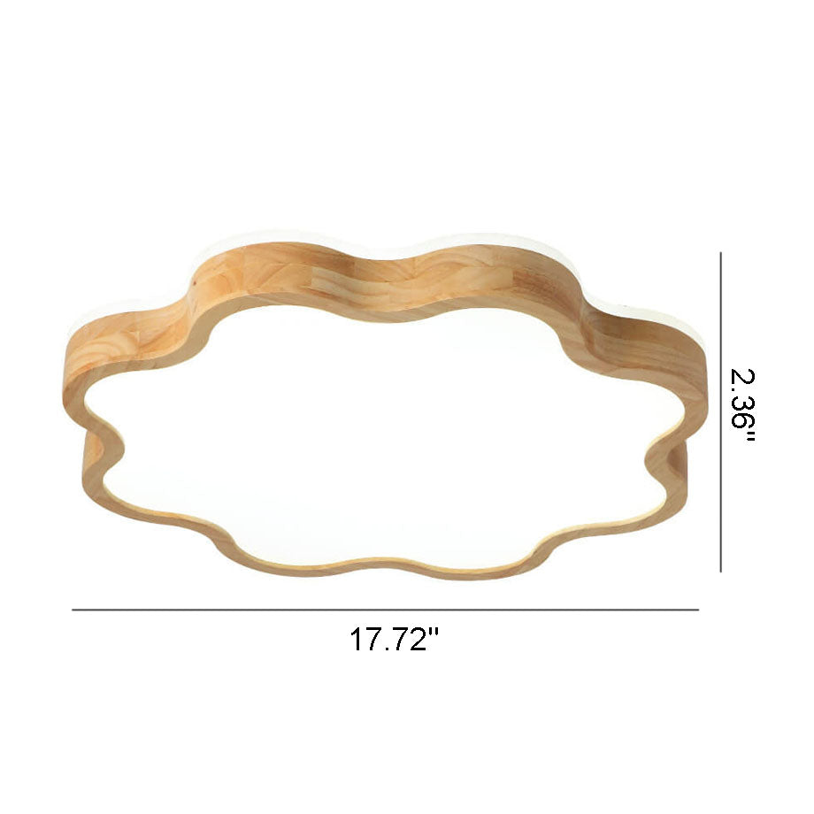 Nordic Flower Shape Wooden LED Flush Mount Ceiling Light Lumendat