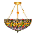Vintage Tiffany Dragonfly Stained Glass 3-light Chandelier BulbSquare