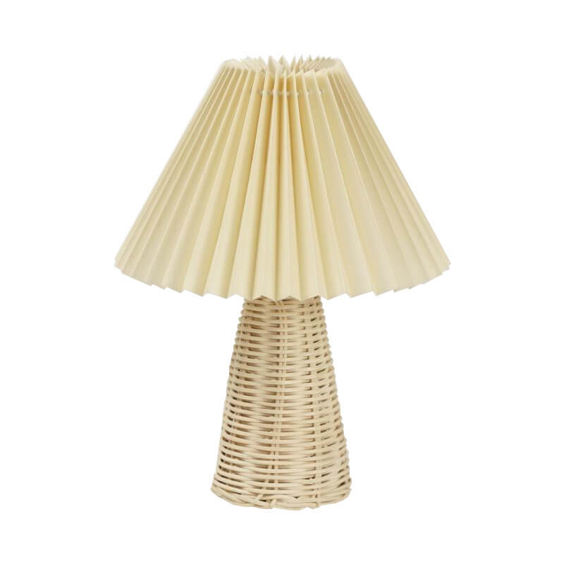 Vintage Pleated Fabric Tapered Base 1-Light Table Lamp Lumendat