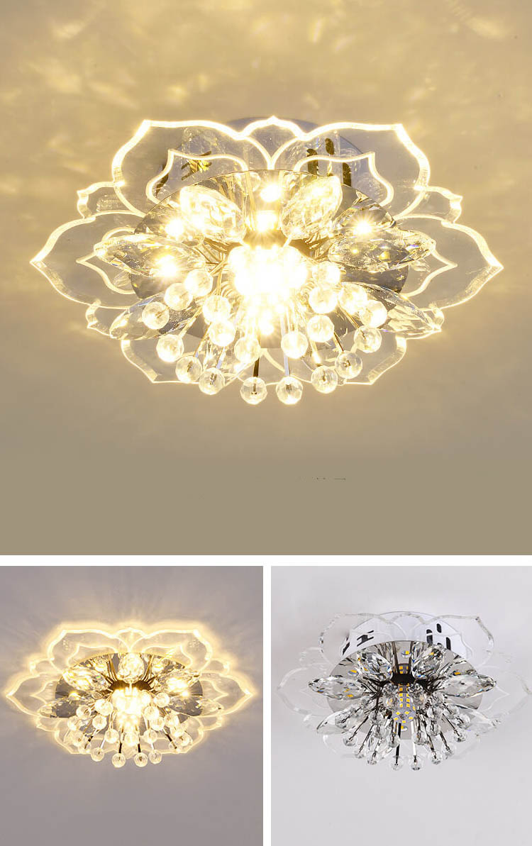 Modern Crystal Flower Shape LED Flush Mount Ceiling Light BulbSquare