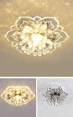 Modern Crystal Flower Shape LED Flush Mount Ceiling Light BulbSquare
