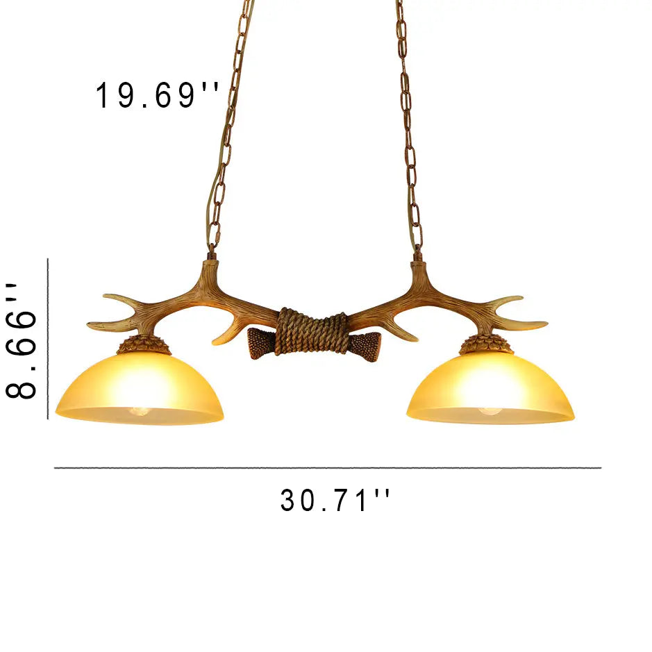 Vintage Antler Resin & Glass Bowl 2-light Chandelier – Industrial Style Lumendat