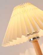 Vintage Wooden Pleated Umbrella Shade 1-Light Wall Sconce Lamp