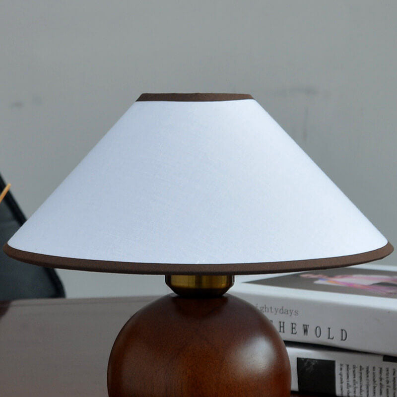 Vintage Coffee Round Solid Wood Base 1-Light Decorative Table Lamp Lumendat