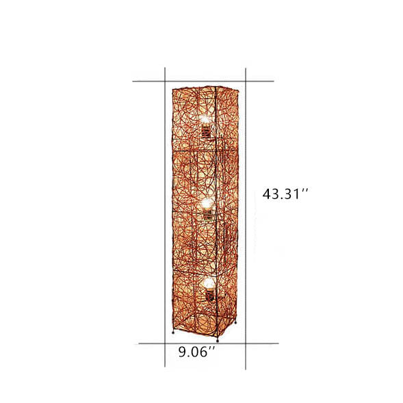 Minimalist Rattan Weaving Column Shaped 3-Light Standing Floor Lamp Lumendat