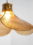 Vintage Amber Glass Floral Brass 1-light Pendant Light BulbSquare