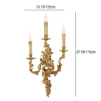 French Vintage Brass Candle 2/3 Light Wall Sconce Lamp