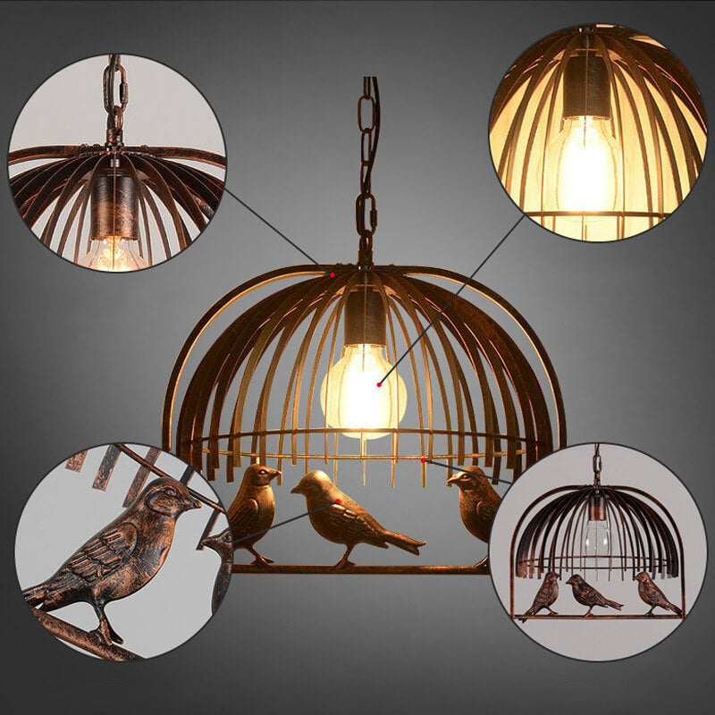 Vintage Creative Iron Birdcage 1-light Pendant Light BulbSquare