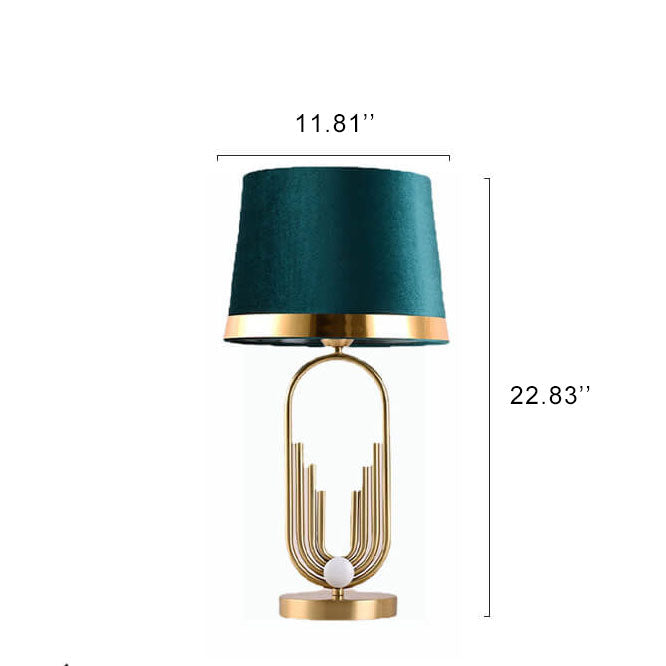 Modern Luxury Fabric Gold Oval Ring Base 1-Light Table Lamp Lumendat