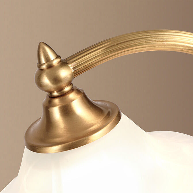 Traditional Vintage Round Copper Glass Petal Shade 1-Light Table Lamp For Bedroom Lumendat
