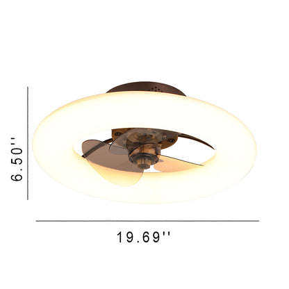 Modern Creative Circle LED Semi-Flush Mount Ceiling Fan Light