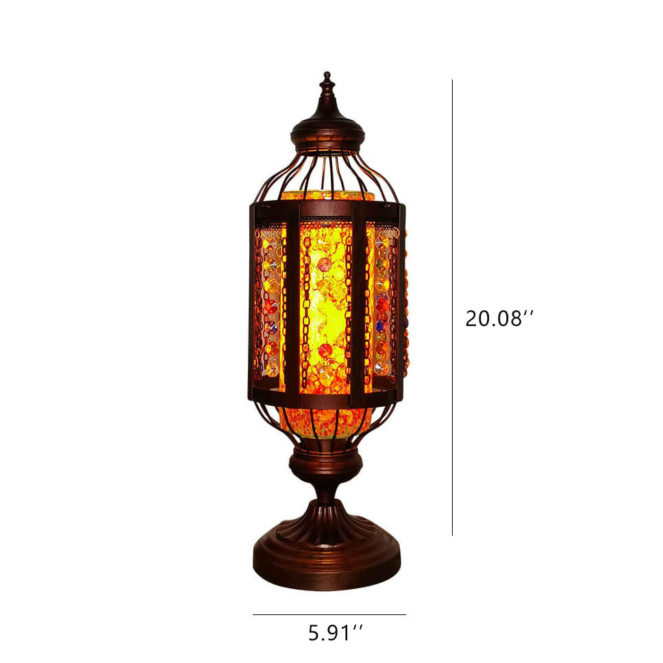 Vintage Turkish Stained Glass Lantern 1-Light Table Lamp Lumendat