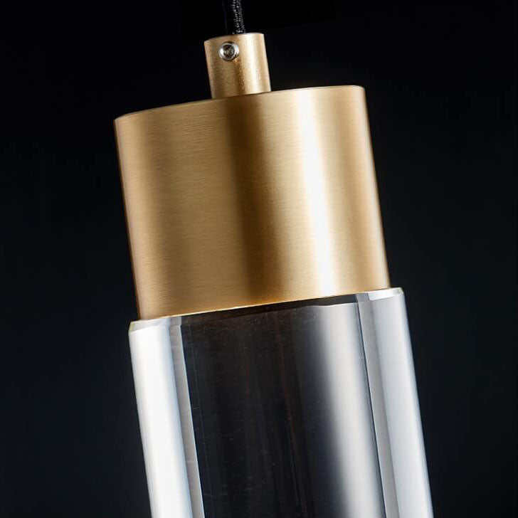 Modern Minimalist Crystal Cylindrical Brass LED Pendant Light