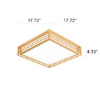 Nordic Solid Wood Square LED Japanese Tatami Flush Mount Ceiling Light BulbSquare