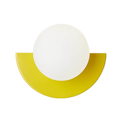 Modern Minimalist Glass Spherical Colorful Semicircle Design 1-Light Wall Sconce Lamp