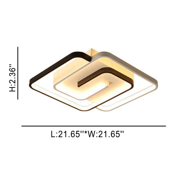 Modern Creative Square Ring Aluminum LED Semi-Flush Mount Ceiling Light Lumendat