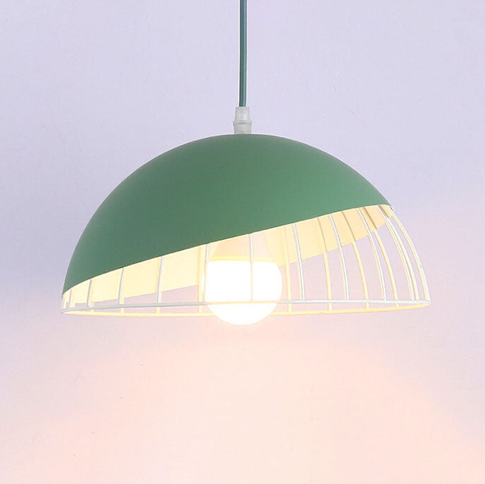 Nordic Macaron Aluminum 1-light Wire Dome Cage Pendant Light