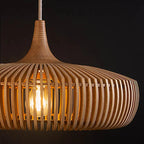 Nordic Vintage Wooden Round Dome Lid 1-light Pendant Light Lumendat
