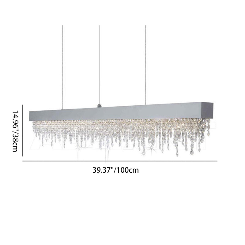 Contemporary Luxury Rectangular Stainless Steel Crystal LED Chandelier for Dining Room BulbSquare