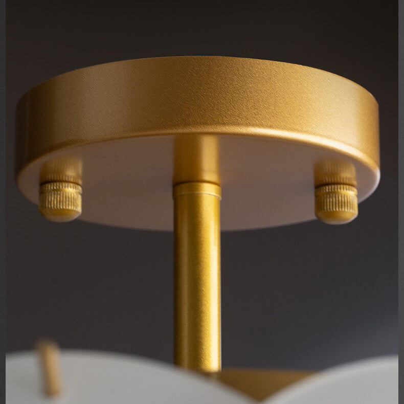 French Glass Round Drum 5/6 Light Semi-flush Mount Ceiling Light