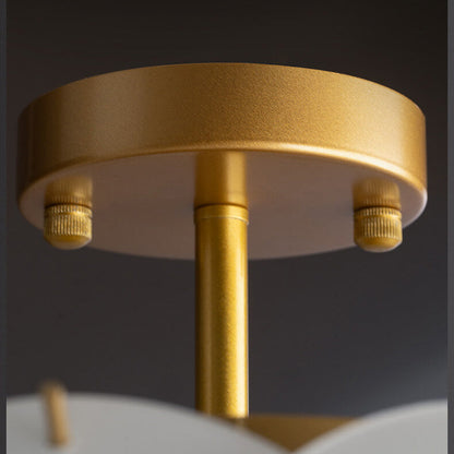 French Glass Round Drum 5/6 Light Semi-flush Mount Ceiling Light