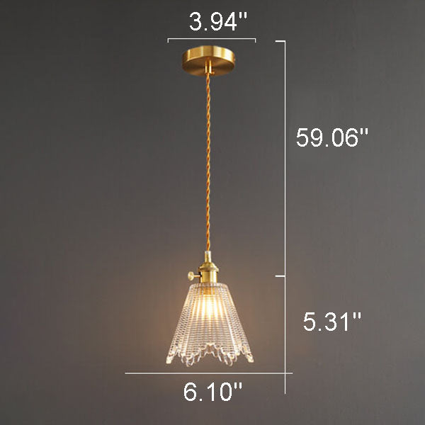Modern Luxury Glass Bell Shade Brass 1-light Pendant Light BulbSquare