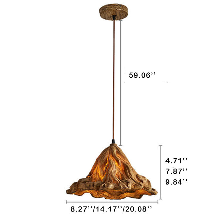 Vintage Lotus Leaf Resin 1-light Pendant Light