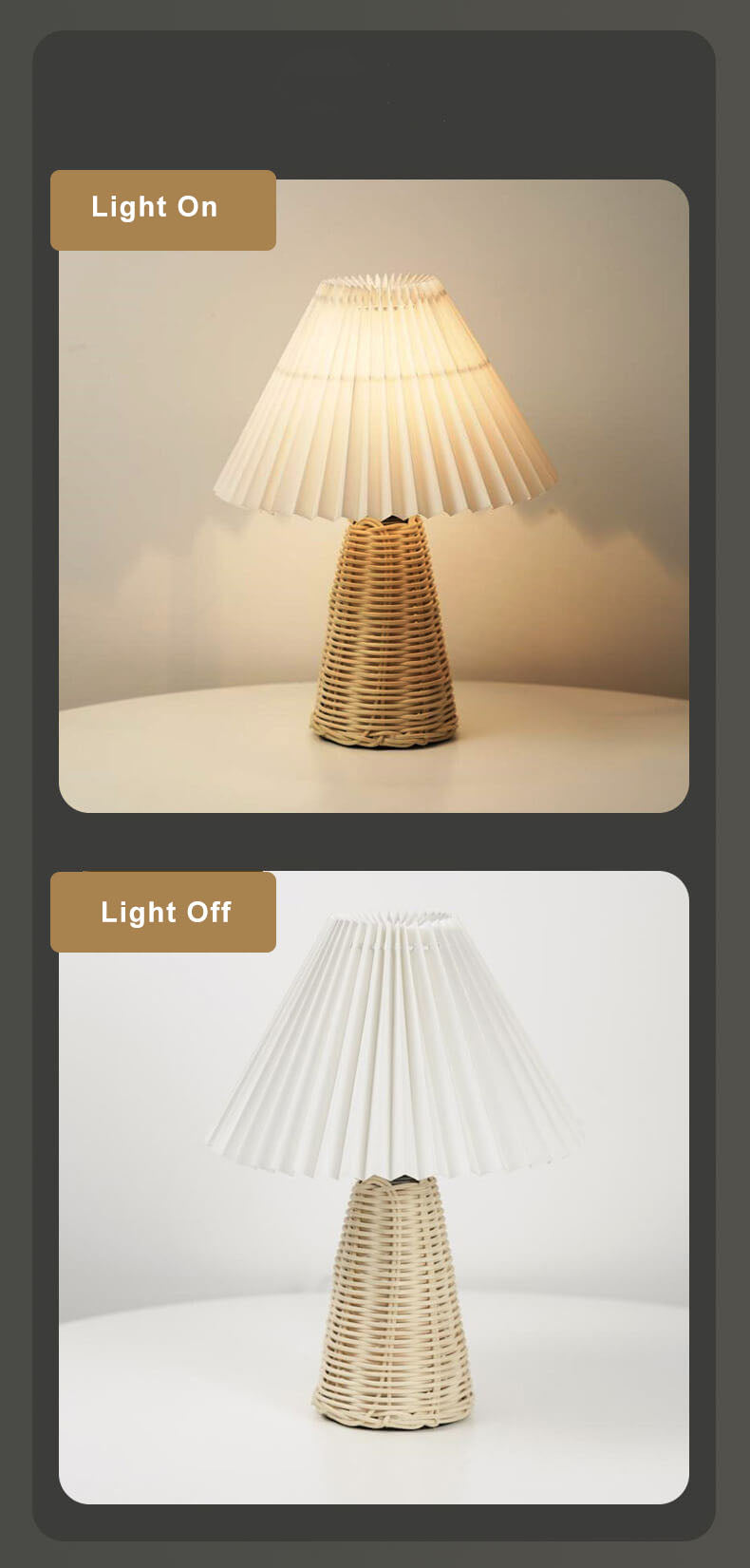 Vintage Pleated Fabric Tapered Base 1-Light Table Lamp Lumendat