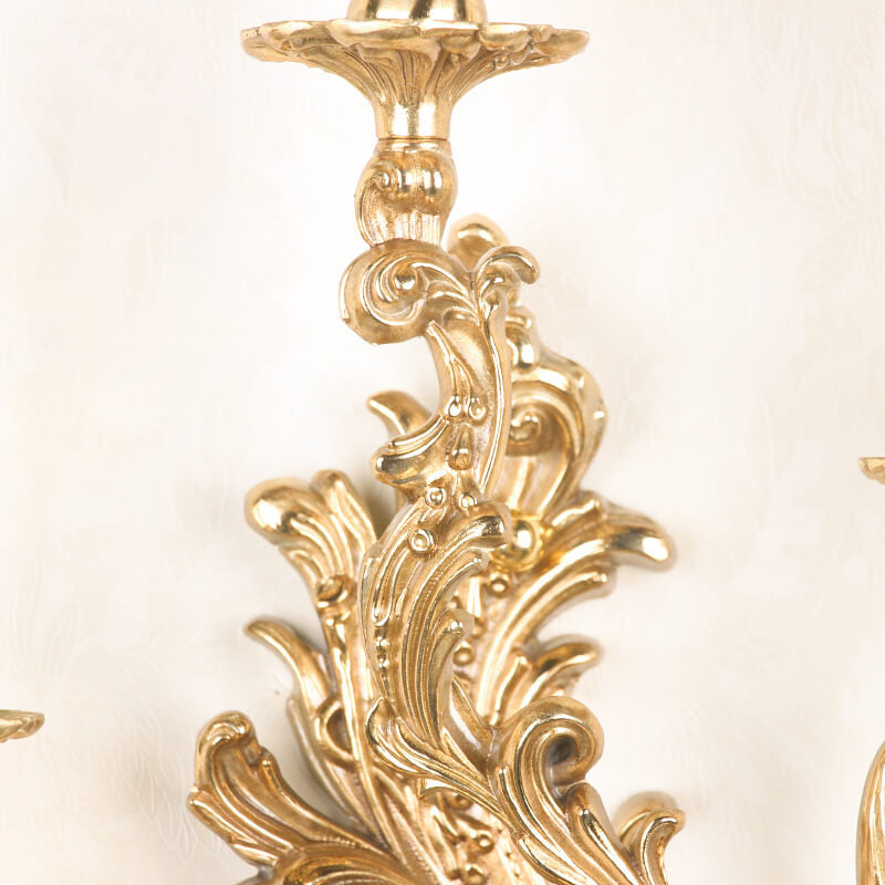 French Vintage Brass Candle 2/3 Light Wall Sconce Lamp