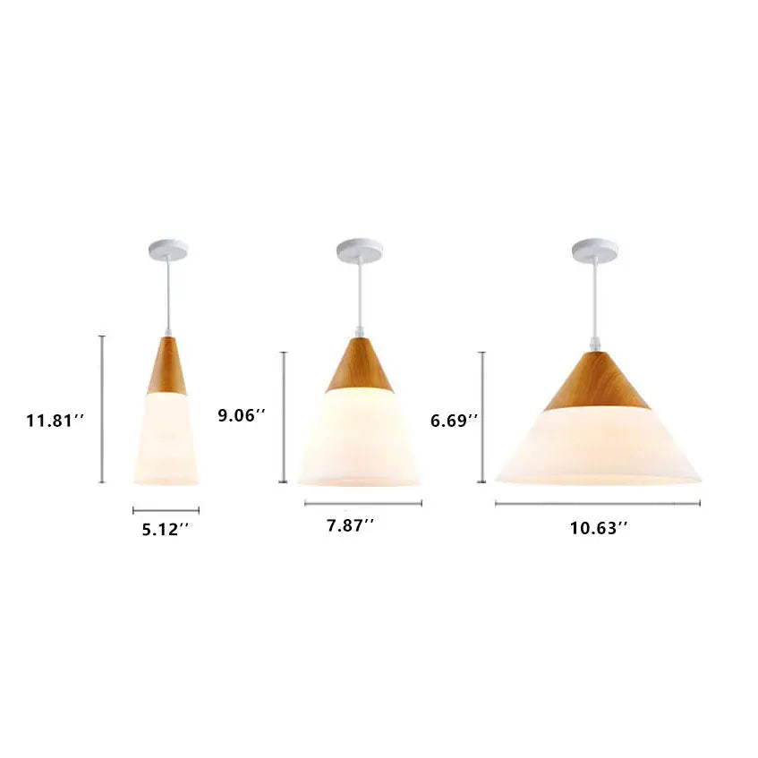 Nordic Wood Grain Glass Cone Shaped 1-light Pendant Light Lumendat