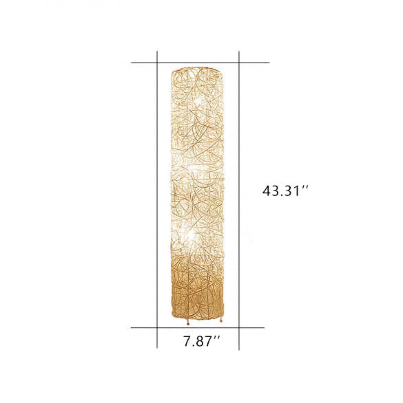 Minimalist Rattan Weaving Column Shaped 3-Light Standing Floor Lamp Lumendat