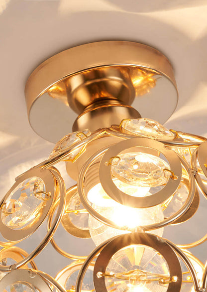 Modern European Crystal 1-light Semi-flush Mount Ceiling Light