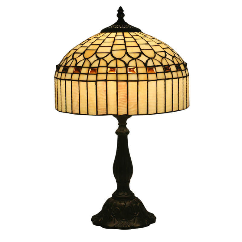 European Tiffany Yellow Baroque Glass 1-Light Table Lamp Lumendat