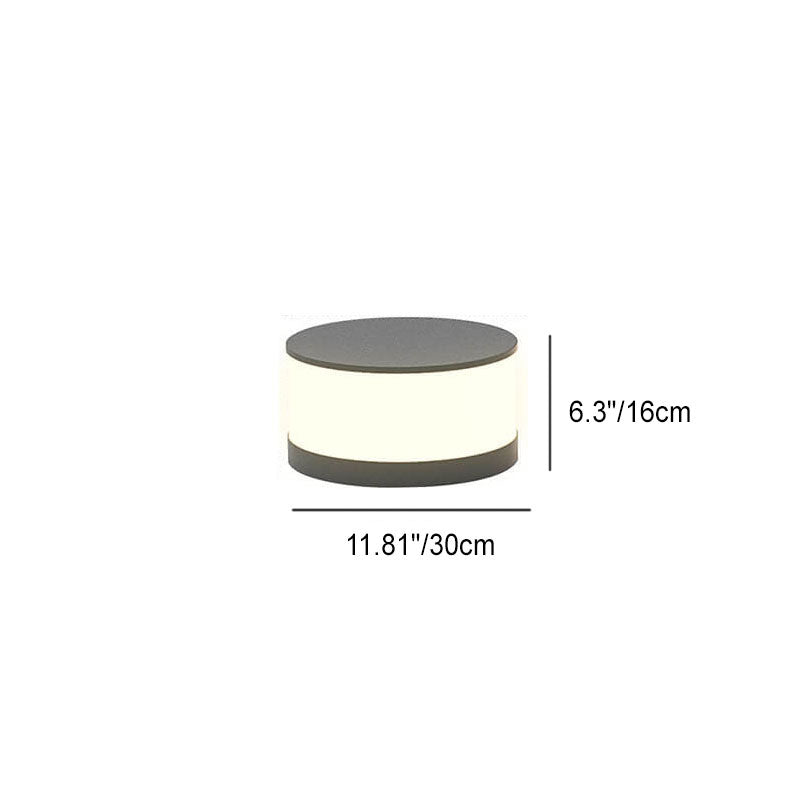 Modern Minimalist Solar Outdoor Round Column Post Head LED Waterproof Landscape Light for Garden Lumendat