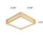 Nordic Solid Wood Square LED Japanese Tatami Flush Mount Ceiling Light BulbSquare