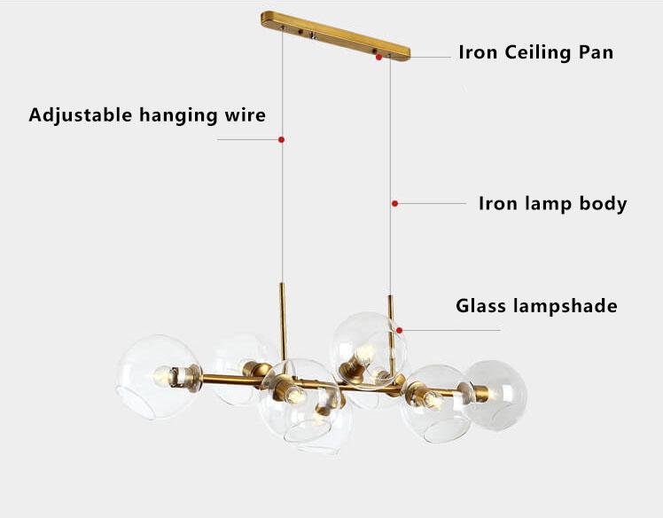 Modern Glass Magic Bean 8-light LED Chandelier BulbSquare