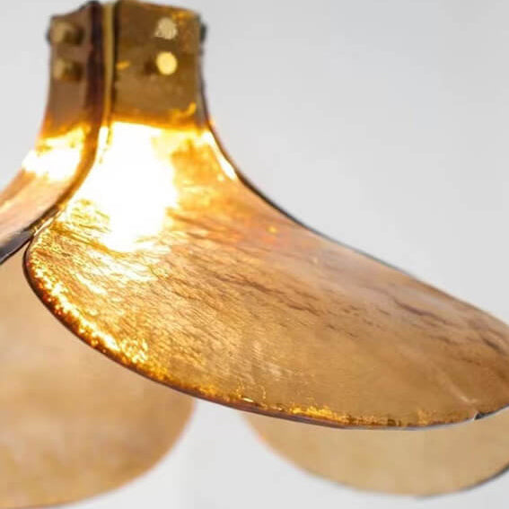 Vintage Amber Glass Floral Brass 1-light Pendant Light BulbSquare