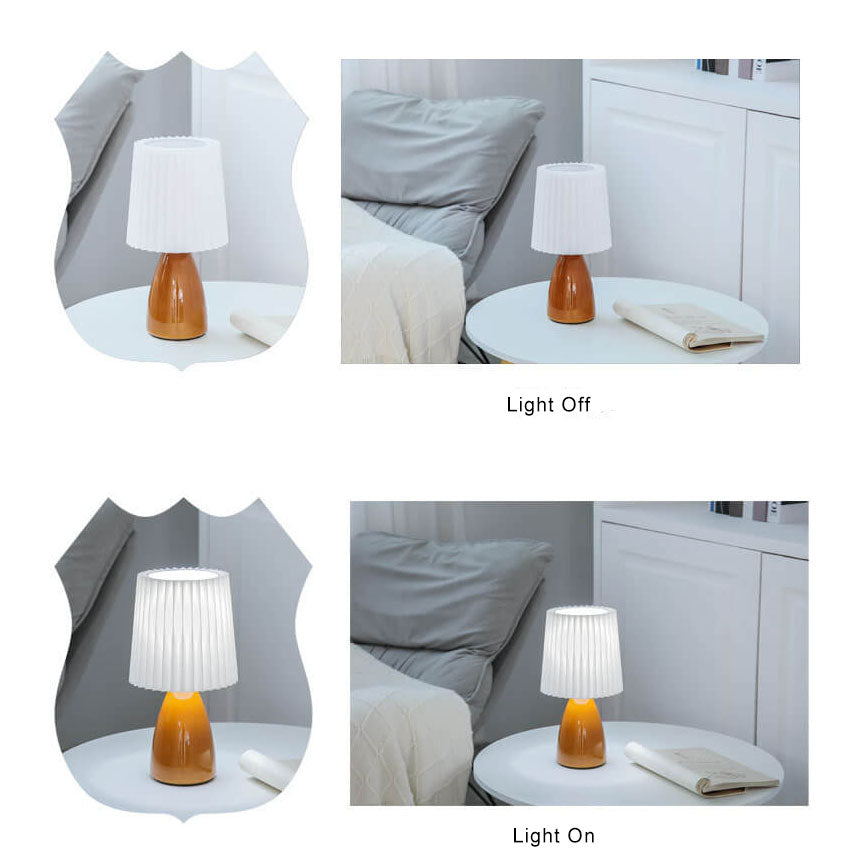 Nordic Vintage Pleated Shade Glass Base 1-Light Table Lamp Lumendat