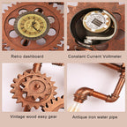 Vintage Industrial Gear Water Pipe Clock 3-Light Wall Light