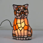 Tiffany Creative Cats /Dogs Stained Glass 1-Light Night Light Table Lamp Lumendat