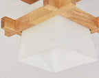 Modern Wooden Square Cube 1-light Semi-flush Mount Ceiling Light