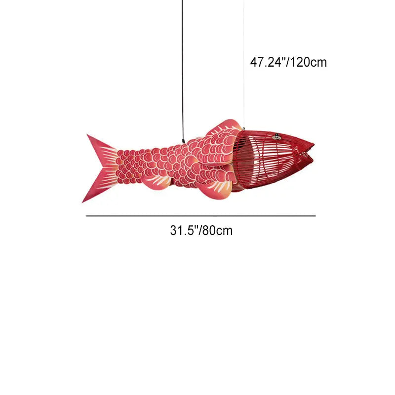 Traditional Chinese Koi Fish Iron Pvc Fabric 2/4 Light Chandelier for Dining Room Lumendat