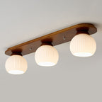Japanese Vintage Striped Glass Wood Long Plate 2/3 Light Flush Mount Ceiling Light Lumendat