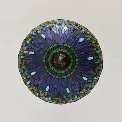 Vintage Tiffany Dragonfly Stained Glass 3-light Chandelier