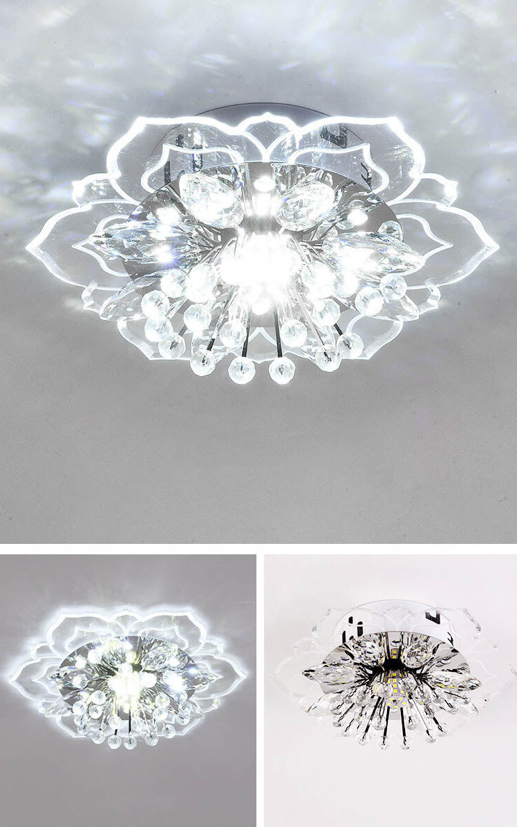 Modern Crystal Flower Shape LED Flush Mount Ceiling Light BulbSquare