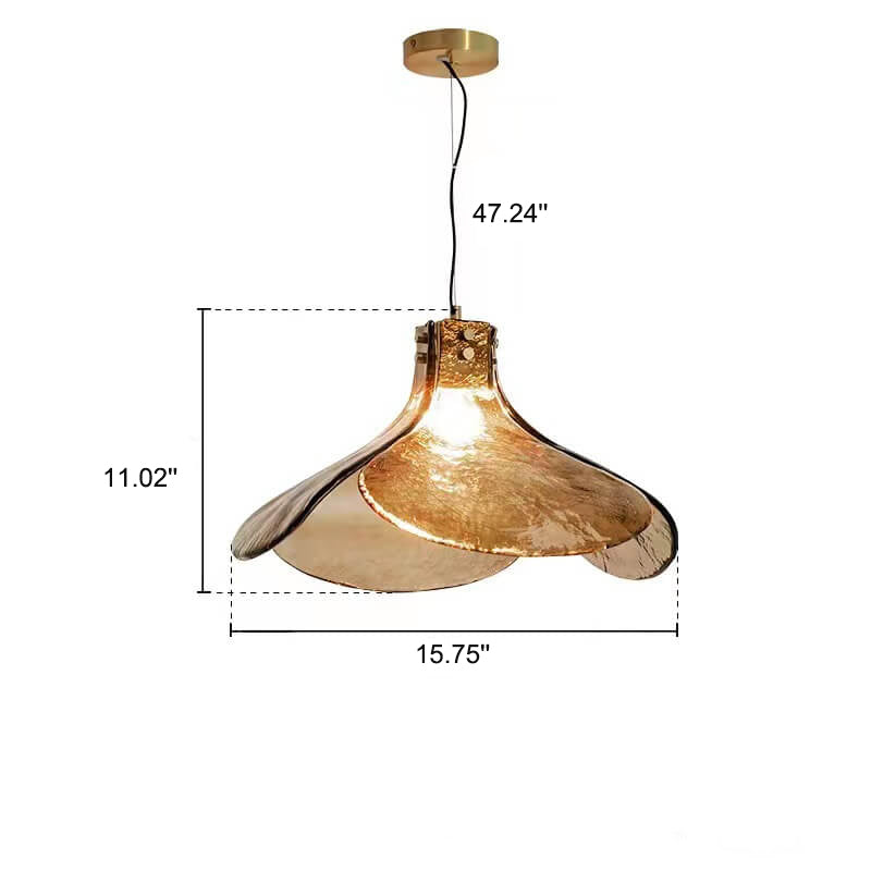 Vintage Amber Glass Floral Brass 1-light Pendant Light BulbSquare