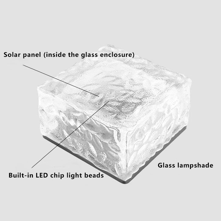 Solar LED Ice Brick Waterproof Glass Ground Light Garden Light Lumendat
