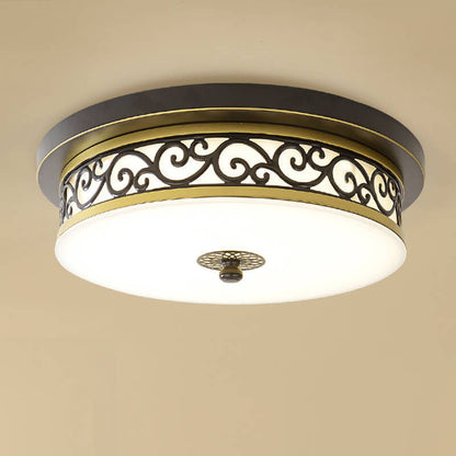 Vintage Circle Patterned Edge Iron 1-light LED Flush Mount Ceiling Light