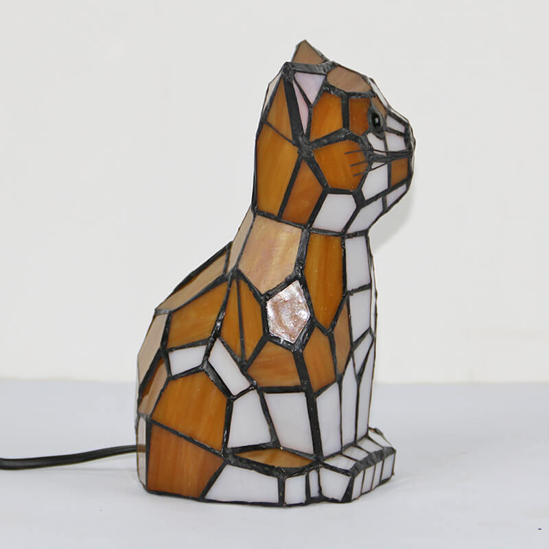 Tiffany Creative Cats /Dogs Stained Glass 1-Light Night Light Table Lamp Lumendat